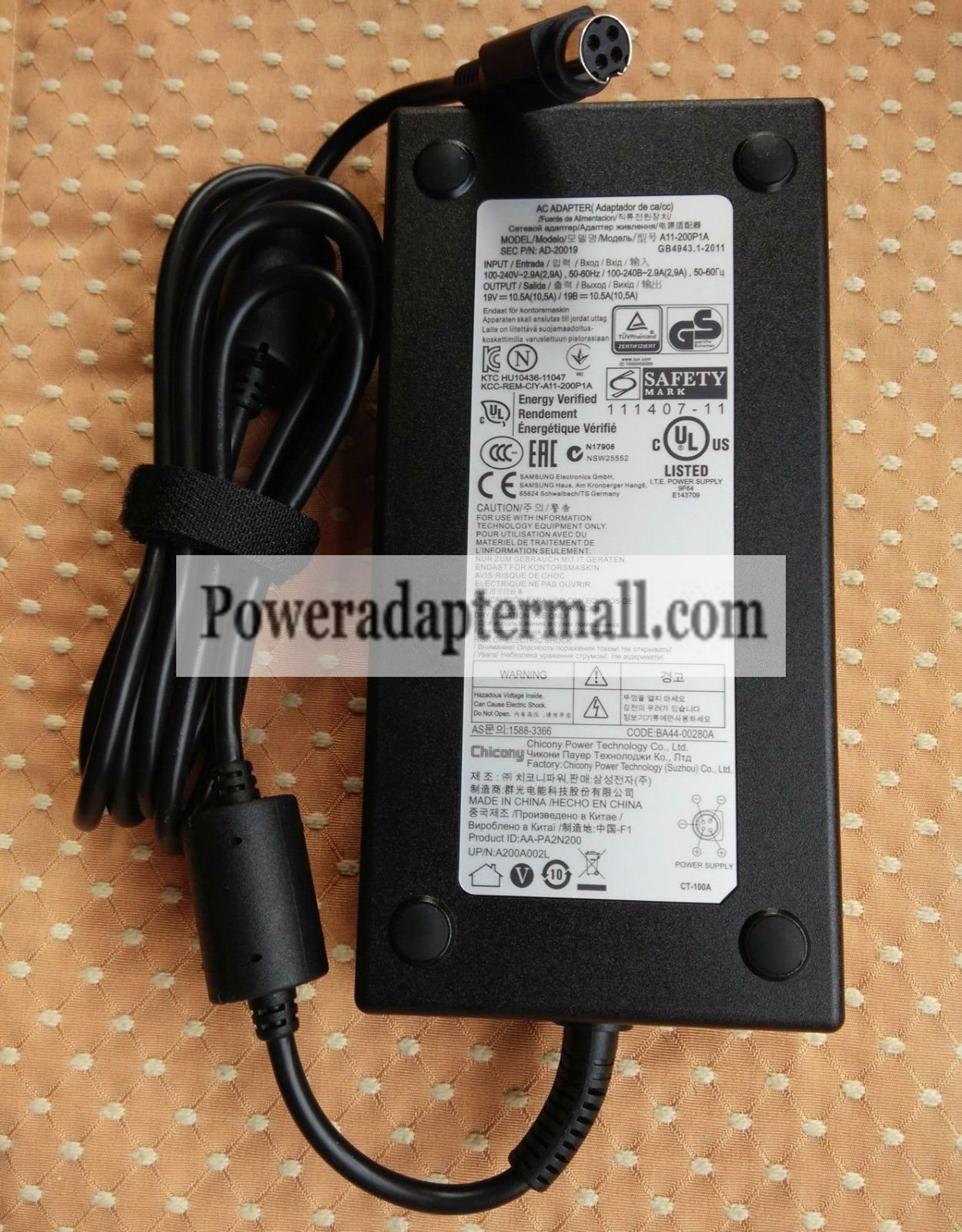 Original 200W Samsung All-in-one NP700A7D-S03US AC Adapter 4 Pin